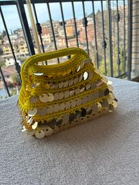 Borsa cluch cordino e paillettes