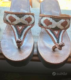 Ciabatte con perline vera pelle