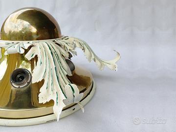 plafoniera Germania anni 60 in ottone con foglie