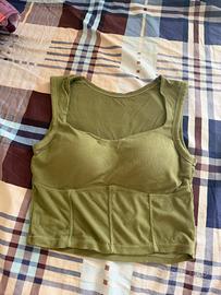 Top Bustino a Costine Verde Oliva – Stile Corsetto