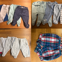 15 pantaloni + una salopette per neonato 3-6 mesi