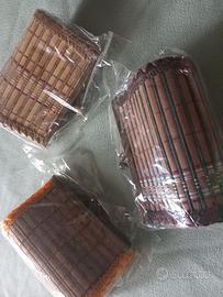 Set 3 portamonete rigidi in vimini