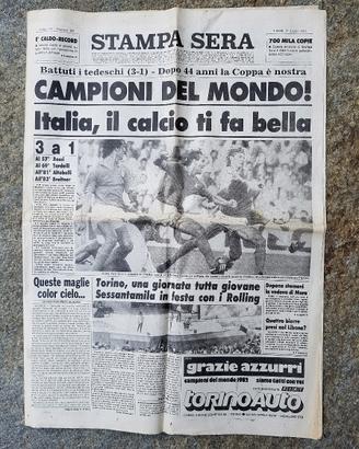Stampa sera 12 luglio 1982-campioni del mondo