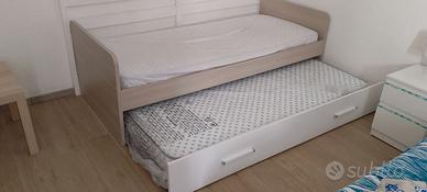 2 letti singoli con rete estraibile + 2 materassi