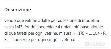 vetrina per esposizione 