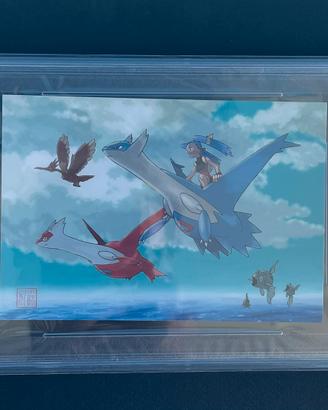 Pokemon Center Latias Latios Roam Postcard PSA 9
