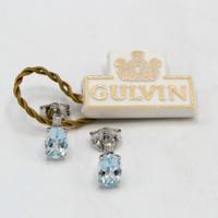 Orecchini oro bianco 18 kt con acqua marina E.218