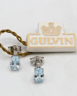 Orecchini oro bianco 18 kt con acqua marina E.218