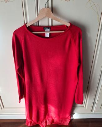 Vestito rosso donna girocollo