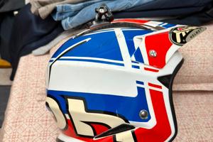 Casco Moto Trial Airoh TRR S Wintage Blu Bianco
