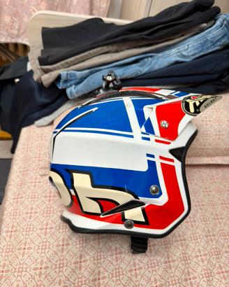 Casco Moto Trial Airoh TRR S Wintage Blu Bianco