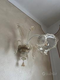 Set 4 appliques vetro di murano cristallo e oro