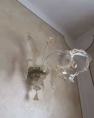 Set 4 appliques vetro di murano cristallo e oro