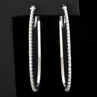 ORECCHINI OVALI PENDENTI ORO 18KT BRILLANTI 0.28CT