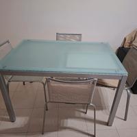 tavolo in vetro satinato allungabile+ sedie