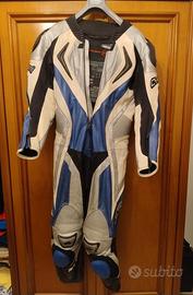 Tuta da moto blu grigia bianca taglia 48 Spyke