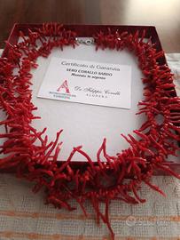COLLANA CORALLO SARDO MONTATO IN ARGENTO