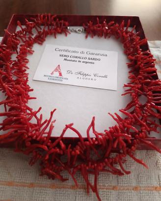 COLLANA CORALLO SARDO MONTATO IN ARGENTO