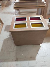 Pattumiera 4 vani per riciclo in legno pregiato (I