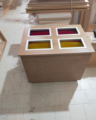 Pattumiera 4 vani per riciclo in legno pregiato (I