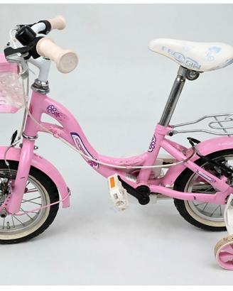 Bici bambina 12” Rosa con rotelle e cestino