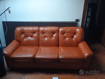 Divano ESSEPI 3 Posti di pelle marrone Vintage