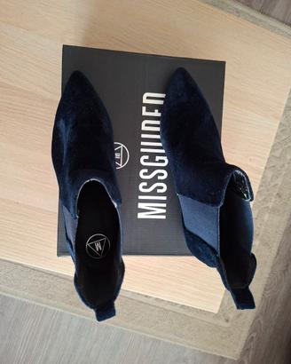 Stivaletti Missguided in Velluto Blu 39