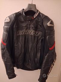 Giacca in pelle nero moto uomo dainese racing