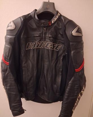 Giacca in pelle nero moto uomo dainese racing