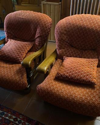poltrone vintage in legno di noce, nuovo rivestime
