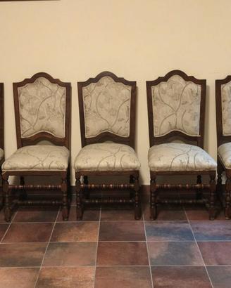 5 sedie classiche in legno con seduta e schienale