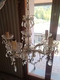 Lampadario vintage stile cristallo 5 luci candele
