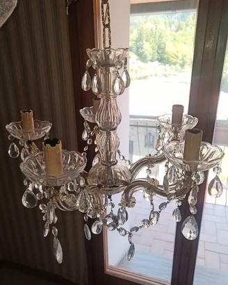 Lampadario vintage stile cristallo 5 luci candele