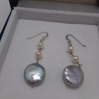 Orecchini Argento 925 2 Perle e Madreperla a disco