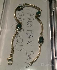 bracciale oro 18 kt e pietre verdi