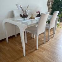 Tavolo Calligaris Laccato bianco e cristallo