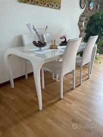 Tavolo Calligaris Laccato bianco e cristallo