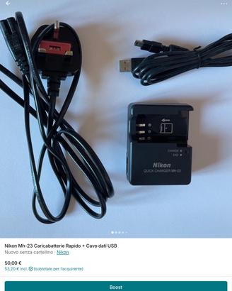 Nikon Mh-23 Caricabatterie Rapido + Cavo dati USB