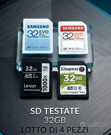 Lotto 4 schede SD 32 GB testate e controllate