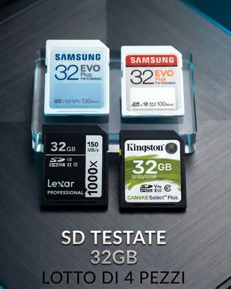 Lotto 4 schede SD 32 GB testate e controllate