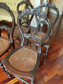 4 Sedie d’Epoca Legno Massello/Paglia di  Vienna