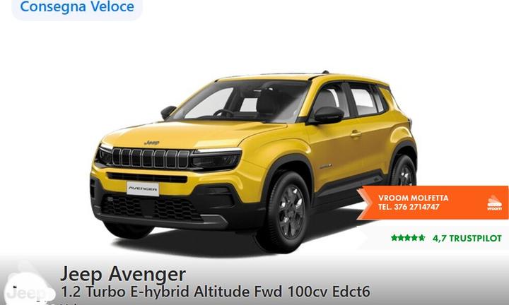 JEEP Avenger 1.2Turbo 100CV NOLEGGIO LUNGO TERMINE