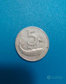 Moneta 5 lire delfino 1951