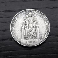 ARGENTO _ 10 lire Regina Pacis 1934 1937 VATICANO