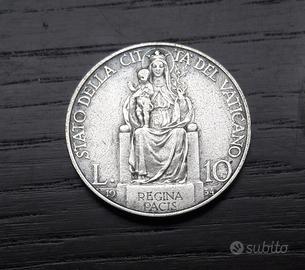 ARGENTO _ 10 lire Regina Pacis 1934 1937 VATICANO