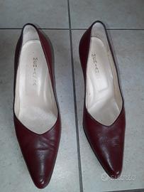 scarpe décolleté rosso bordeaux tg 39 vera pelle