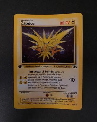Carta Pokèmon Zapdos Fossil holo 1 edizione
