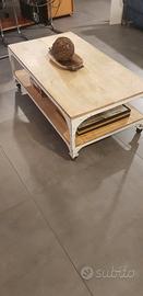 Tavolino legno e metallo con ruote