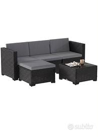 Set giardino 5 pz. divano modulare cucscini grigio