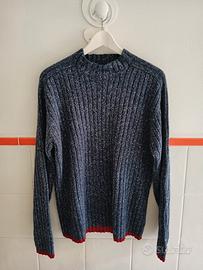 maglione uomo  blu con dettaglio rossi 